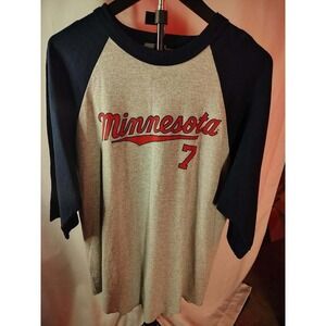 Vintage Minnesota Twins Mauer 7 Baseball Raglan T-Shirt MLB‎ Genuine Merchandise